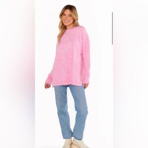 Revolve MUMU Bonfire Sweater in Pink Fuzzy Knit Size M Mini Dress or Sweater